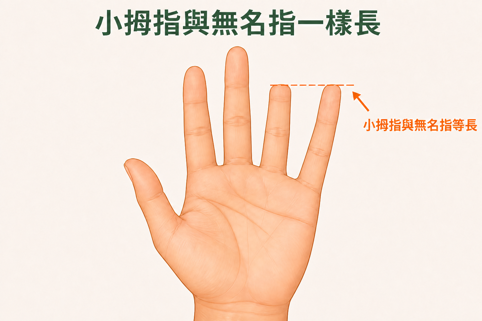 小拇指與無名指等長示意圖