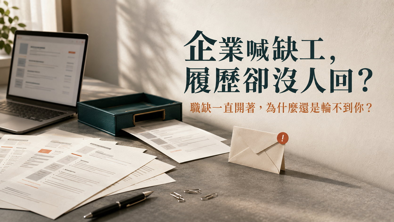 企業天天喊缺工，履歷投了30封卻沒人理？職缺一直開著，為什麼還是輪不到你？