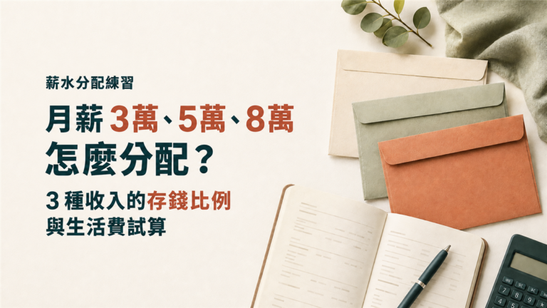 薪水分配怎麼做？月薪3萬、5萬、8萬存錢試算