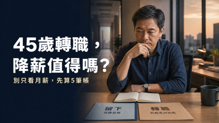 45歲轉職還敢降薪？月薪少1萬不一定吃虧，真正可怕的是沒算這5筆帳