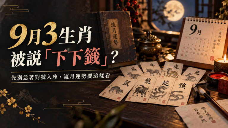 9月3生肖被說「下下籤」？先別急著對號入座，流月運勢到底怎麼看