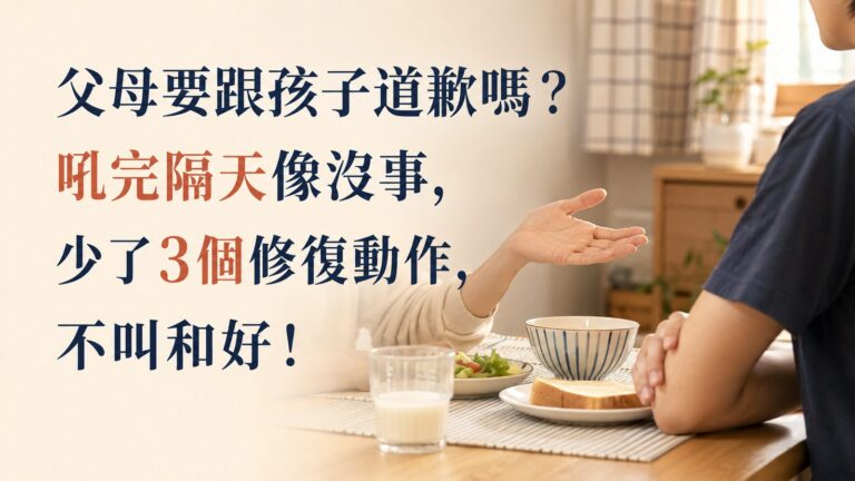 父母要跟孩子道歉嗎？吼完隔天像沒事，少了3個修復動作，不叫和好！