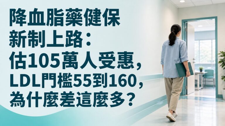 降血脂藥健保新制上路：估105萬人受惠，LDL門檻55到160，為什麼差這麼多？