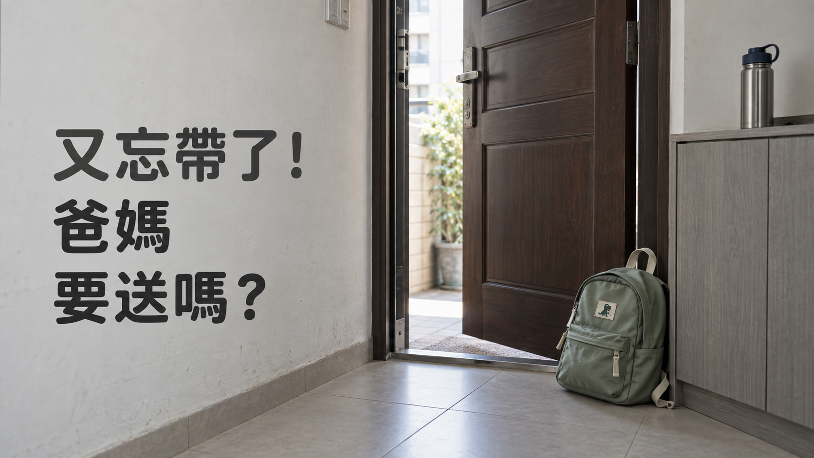 孩子老是忘帶東西，爸媽要送去學校嗎？水壺又在家，難道不送才會記住？