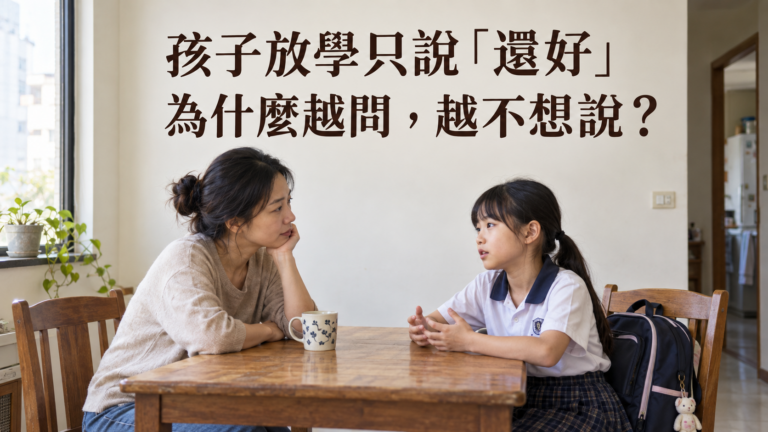 孩子放學只說「還好」，父母越問越心慌：為什麼一句關心總聊不下去？