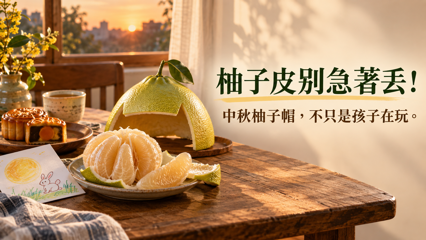 柚子皮別急著丟！中秋「柚子帽」不只是孩子在玩