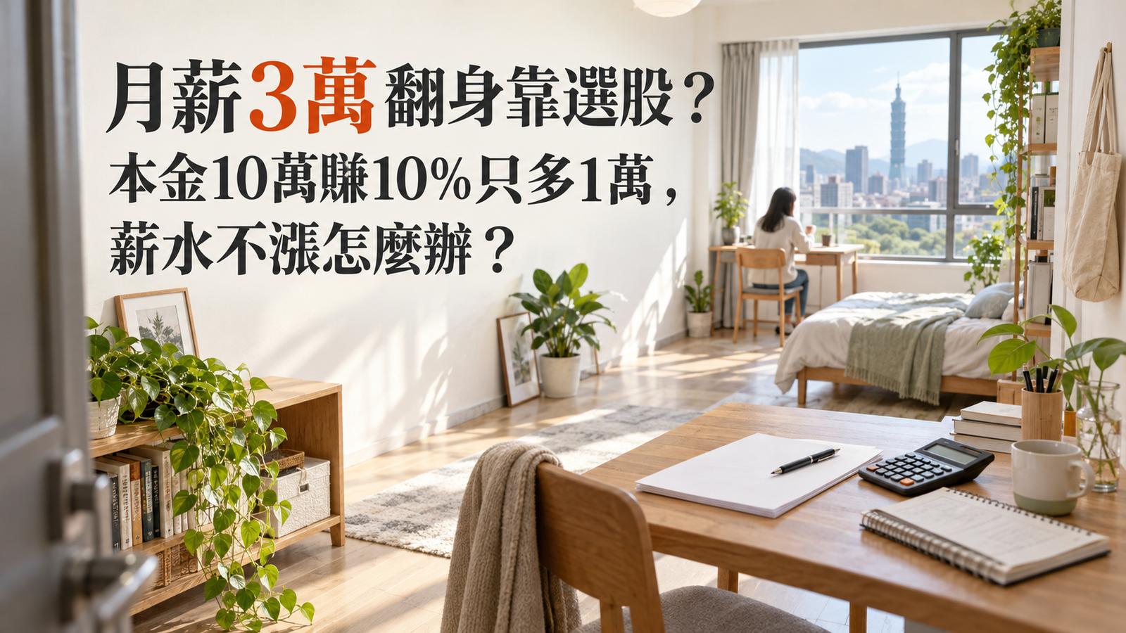 月薪3萬翻身靠選股？本金10萬賺10%只多1萬，薪水不漲怎麼辦？