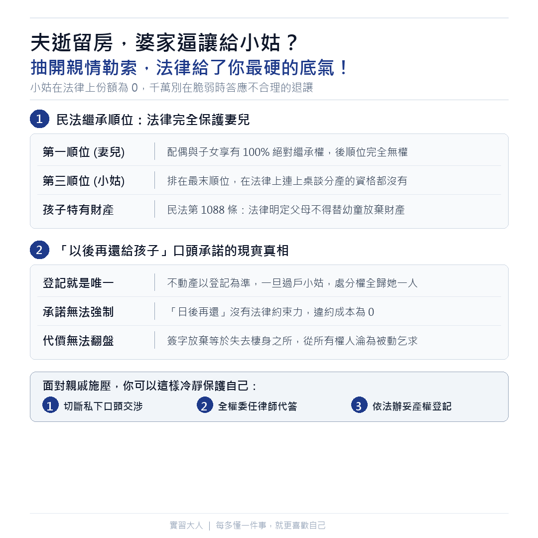 繼承順位排他性與口頭承諾陷阱拆解表格圖