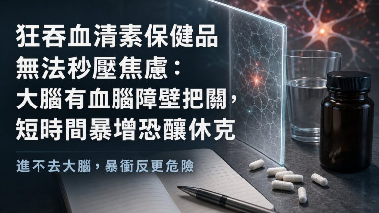 狂吞血清素保健品無法秒壓焦慮：大腦有「血腦屏障」把關，短時間暴增恐釀休克