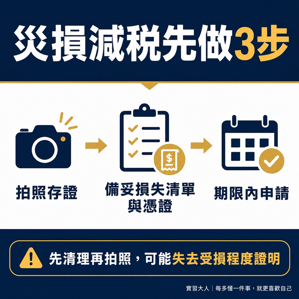 颱風災損減稅申請三步驟圖