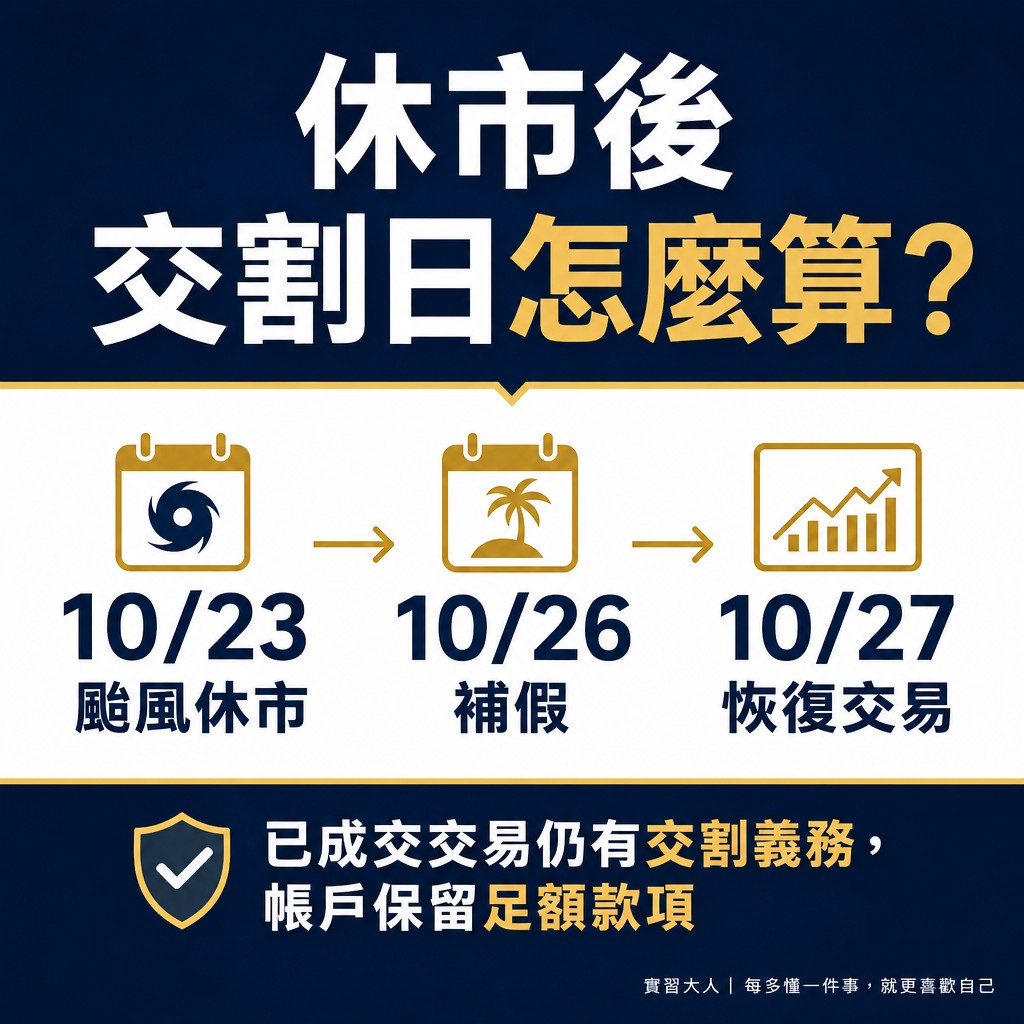 薔琵颱風休市與股票交割順延時程圖