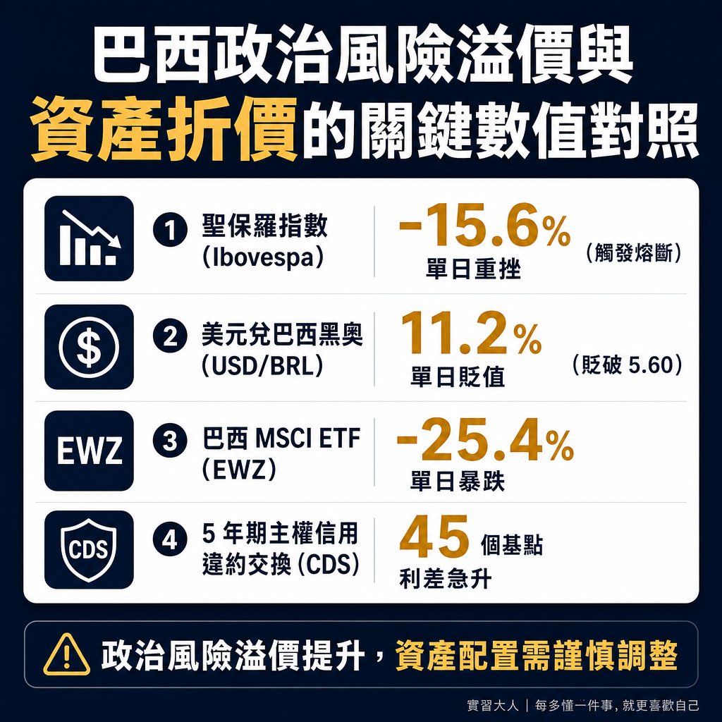 巴西政治風險溢價與資產折價的關鍵數值對照