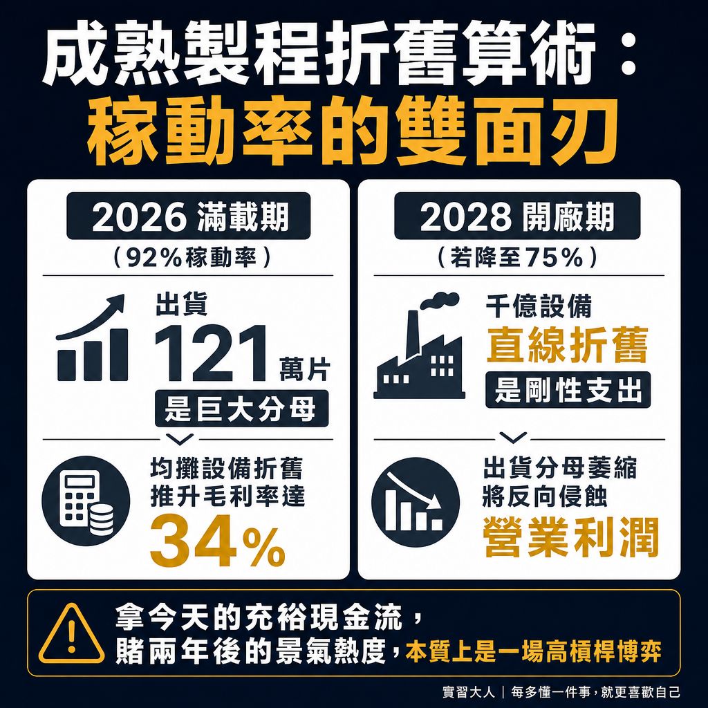 聯電產能滿載到折舊分母崩塌的沙盤推演圖