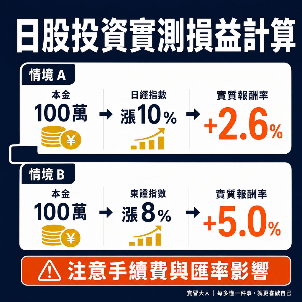 日股報酬與日圓匯差損益扣減階梯圖