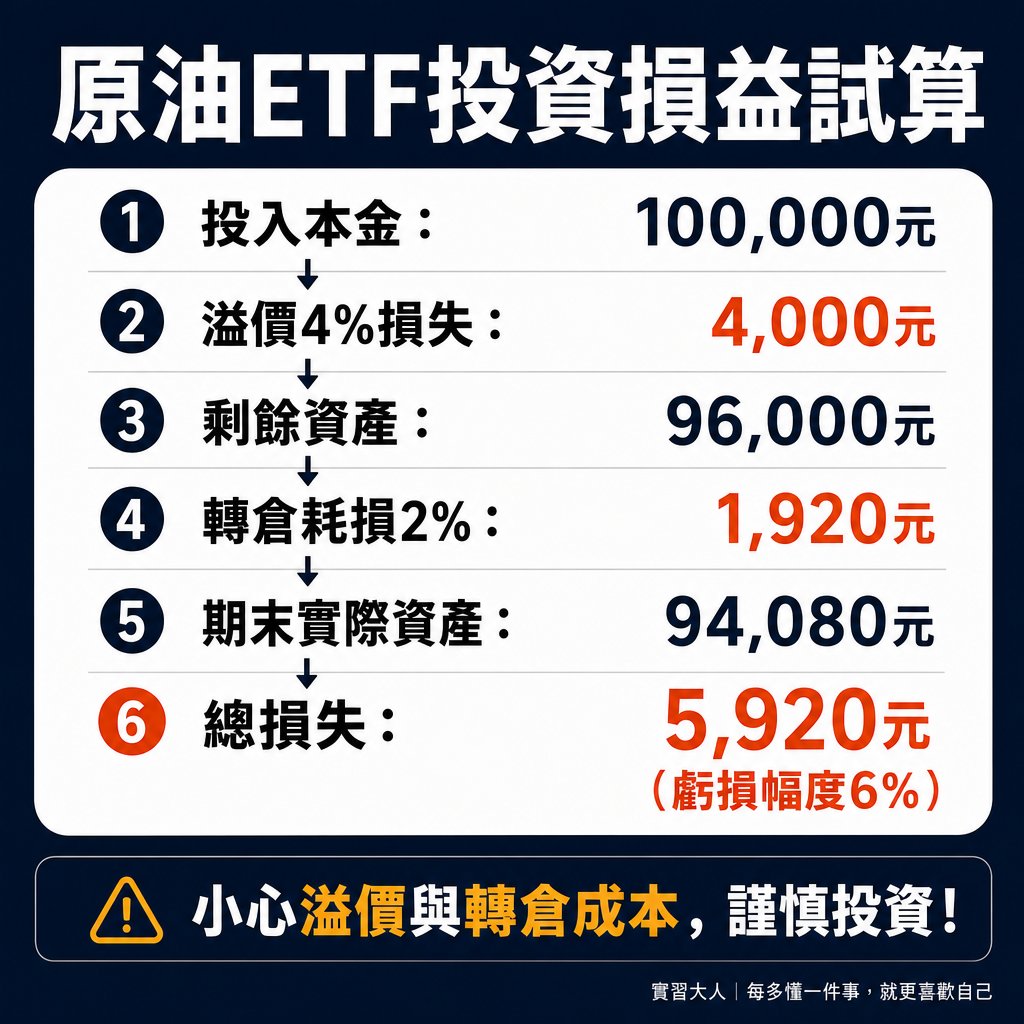 期元大SP石油溢價收斂與換月成本階梯圖