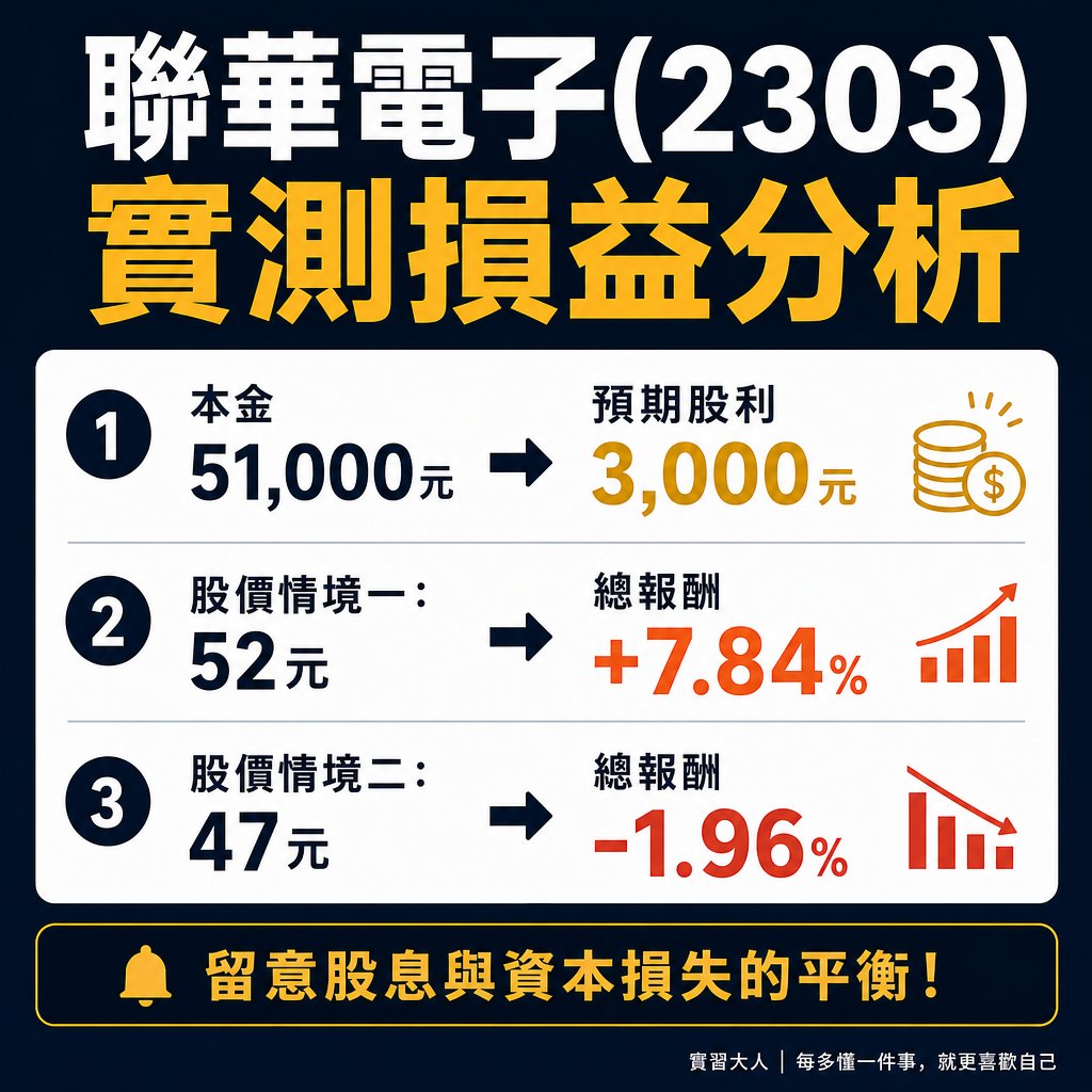 聯電高殖利率與貼息實質含息報酬試算圖