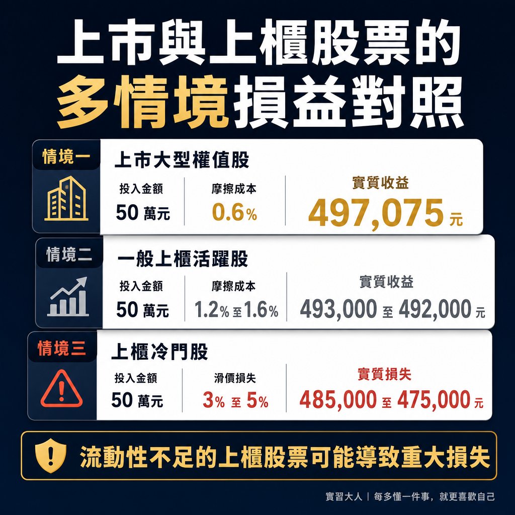 上市與上櫃股票的多情境損益對照