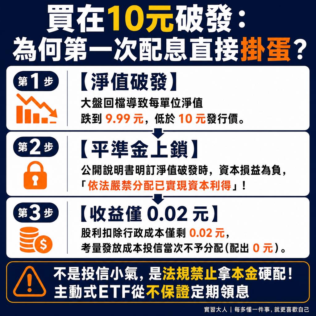00403A淨值跌破10元發行價依法禁止配發資本利得流程解碼圖