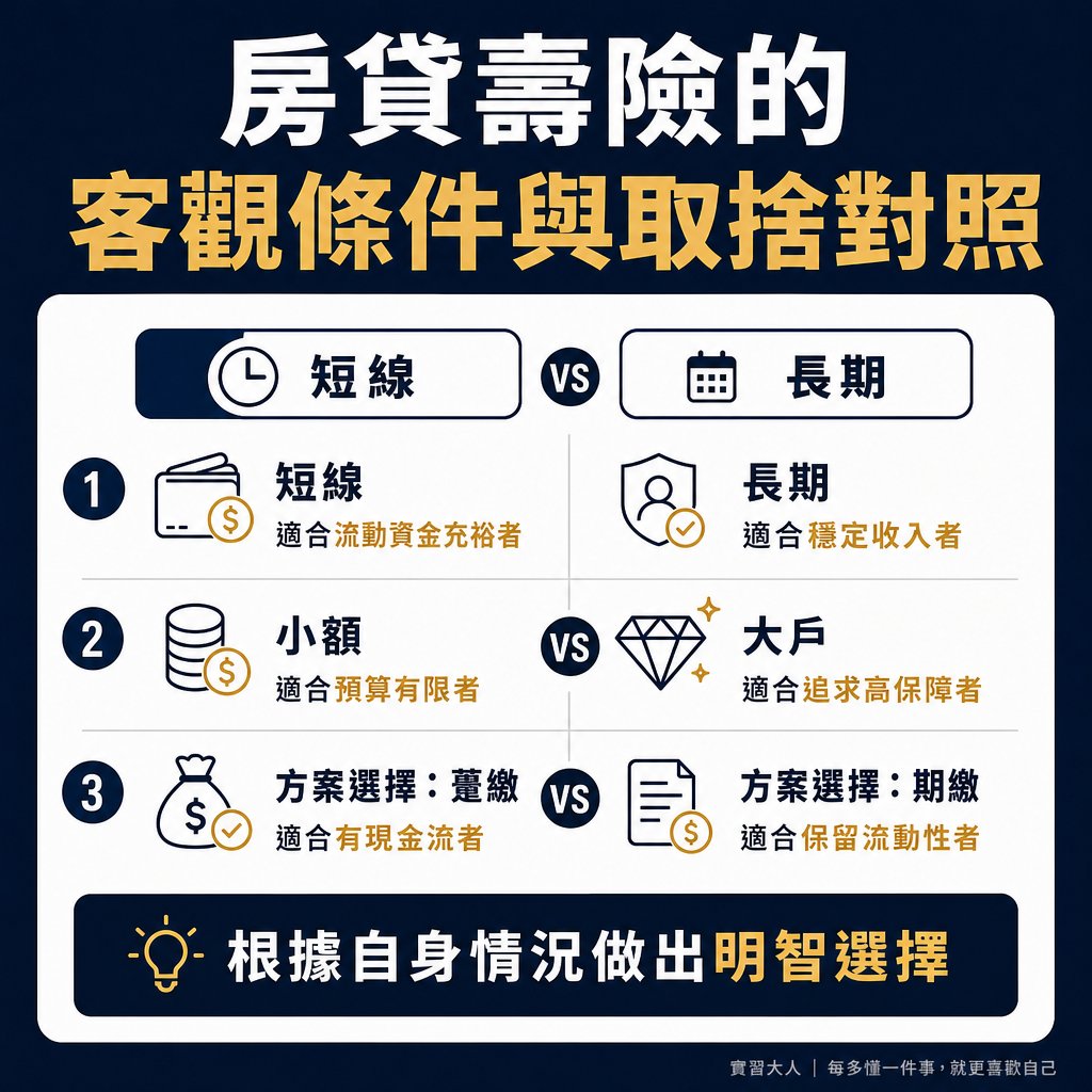 房貸壽險的客觀條件與取捨對照