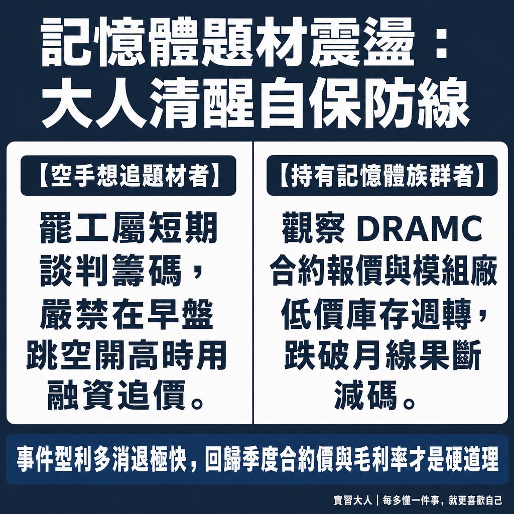 美光罷工題材下記憶體族群投資人自保決策分流圖