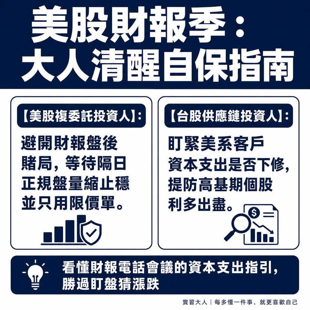 美股財報季台灣投資人複委託與台股供應鏈自保決策圖