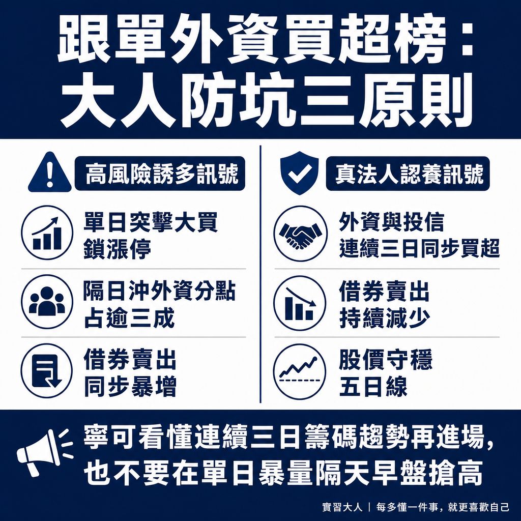 散戶跟單外資買超排行榜前必看三大籌碼防坑自檢圖