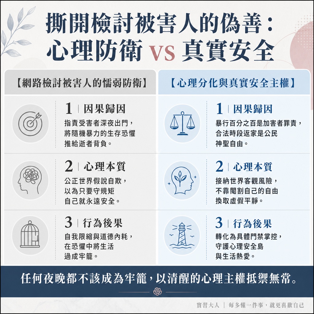 撕開檢討被害人偽善與外宿心理安全島重構模型