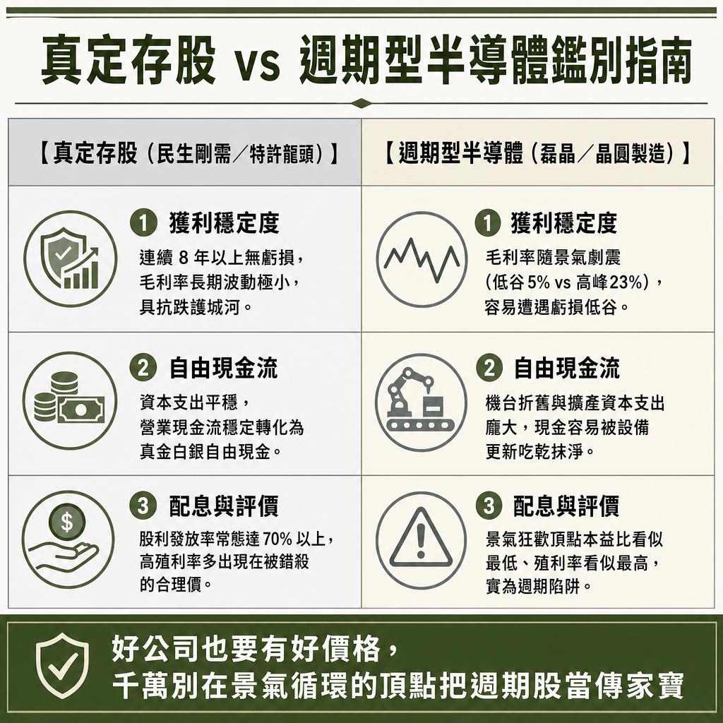 真定存股 vs 週期型半導體鑑別指南