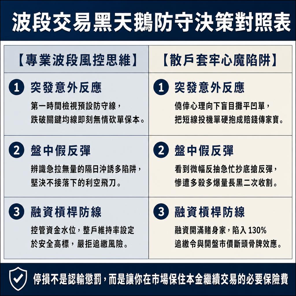 波段交易黑天鵝防守決策對照表