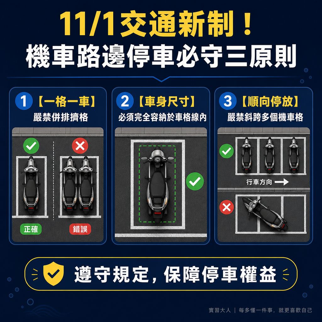 機車路邊停車新規定三大原則，避免罰單