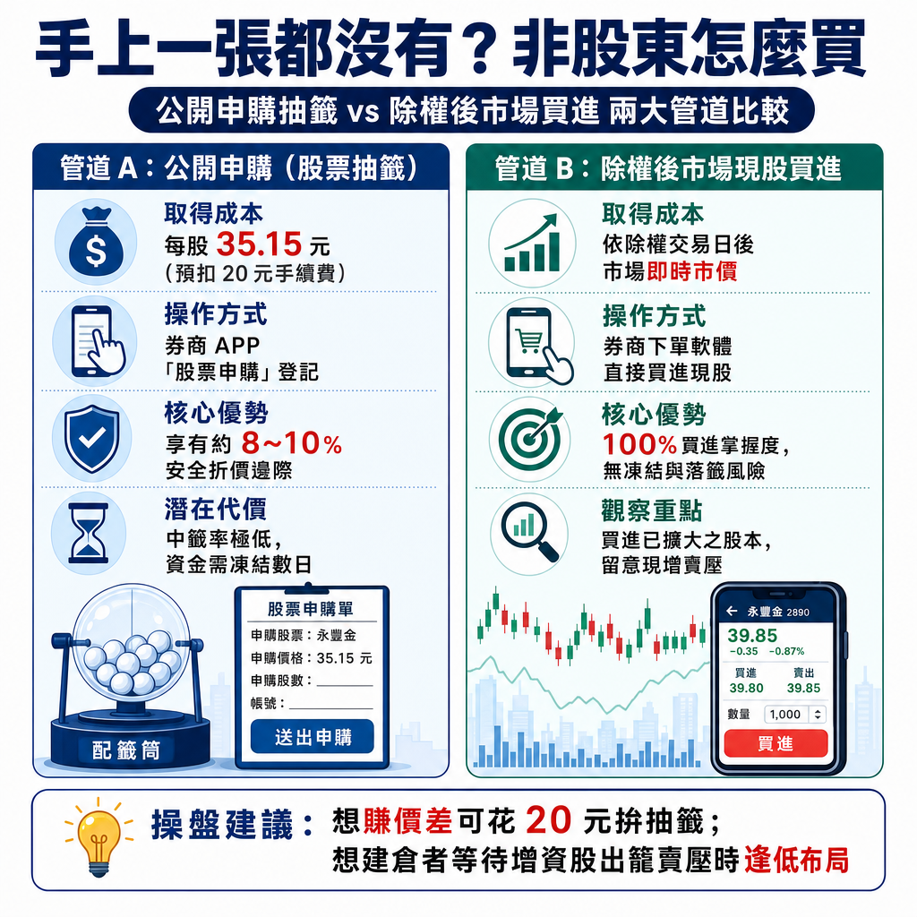 手上一張都沒有?非股東參與現增兩大買進途徑圖