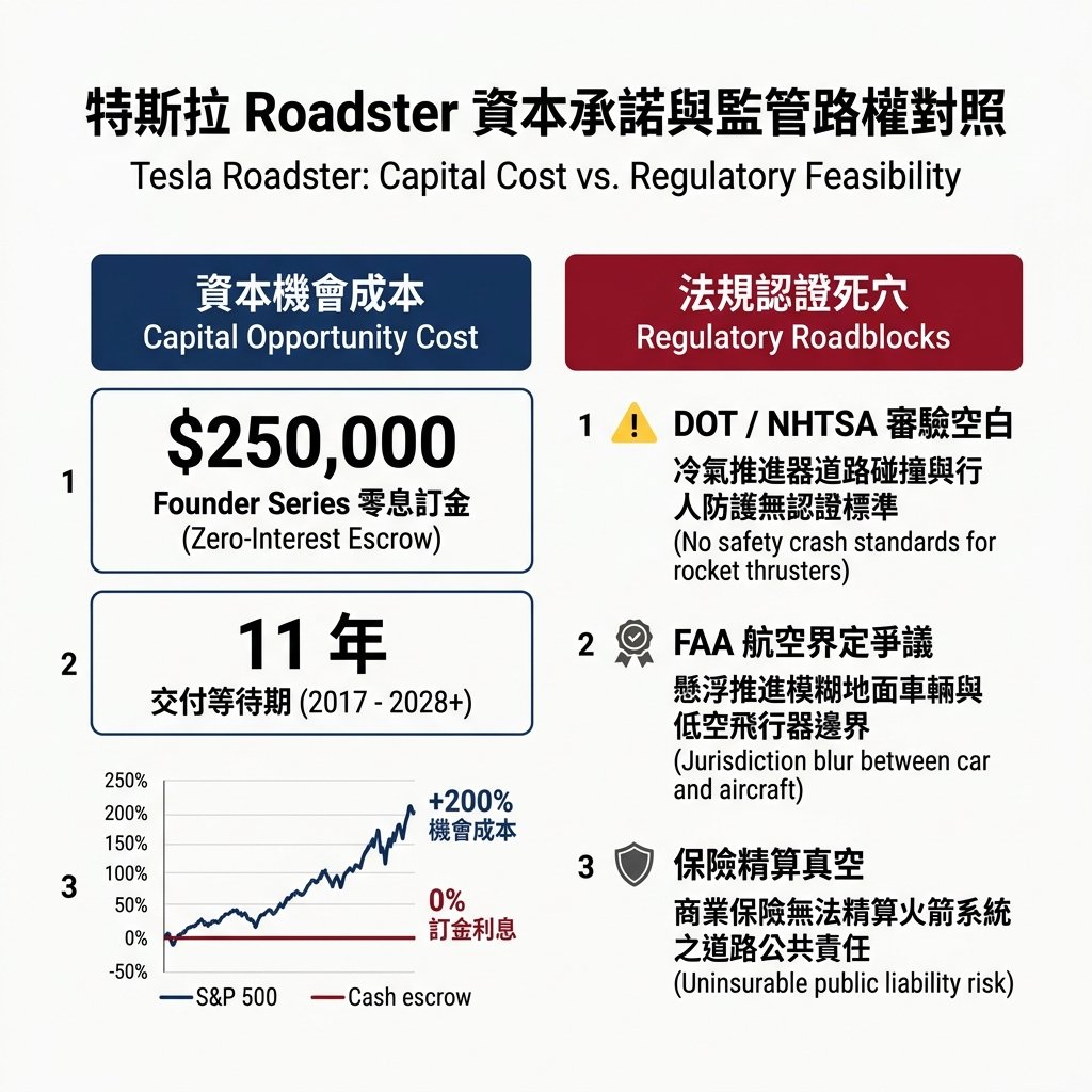 特斯拉Roadster資本承諾與法規審驗障礙客觀對照